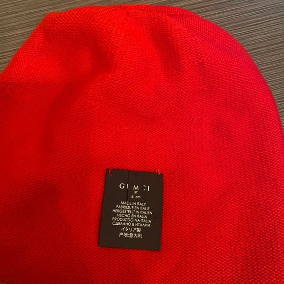 Gucci Cap/Benie M Wool Red with cat print - Picture 3 of 4